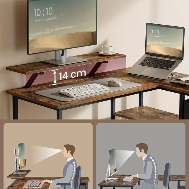 Space-Saving L-Shaped Computer Desk with Dual Drawers Heavy-Duty Gaming & Home Office Desk