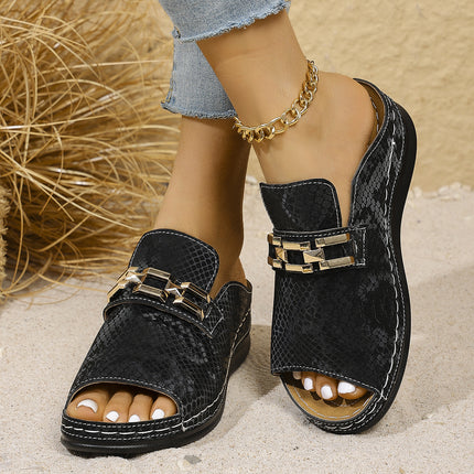 Plus Size Wedge Platform Slippers Cool Beach Leopard Slippers