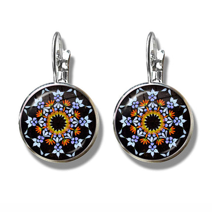 Mandala Art Picture Earrings Crystal Yoga Earrings