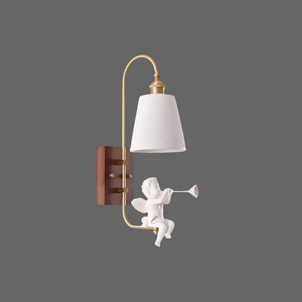 Copper Walnut Angel Resin Led Wall Lamp