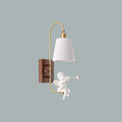 Copper Walnut Angel Resin Led Wall Lamp