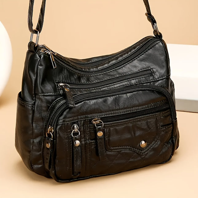 Fashionable Large Capacity PU Shoulder Bag Multifunctional Crossbody Bag