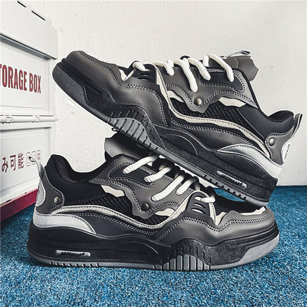 Men'S Fashionable and Versatile Casual Flat Sports Shoes Microfiber Upper, PVC Sole, Lace Closure,