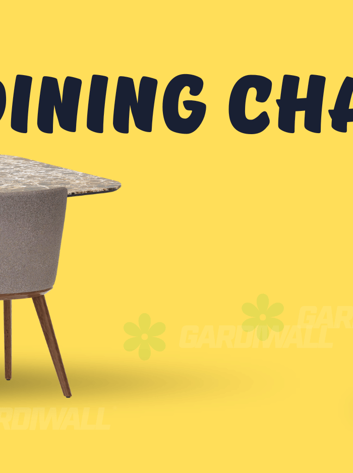 Dining chairs with tables on a yellow background