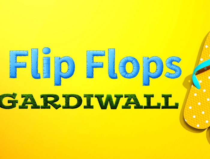 Gardiwall flip flops logo on a yellow background