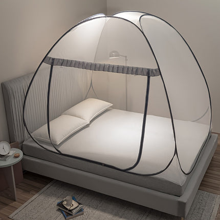 Easy Pop-Up Mongolian Yurt Mosquito Net - 100% Polyester Canopy with Steel Wire Frame - 360-Degree Protection, Portable & Foldable Bed Tent with U-Shaped Zipper - Breathable & Washable - Insect Shield for Bedroom Comfort & Ou