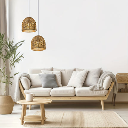 Handwoven Paper Rope Chandelier Lampshade - Rustic Farmhouse Lighting Fixture