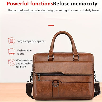 Men'S Briefcase, High-End Shoulder Bag, Stylish Crossbody Computer Bag, Large Capacity Document Bag