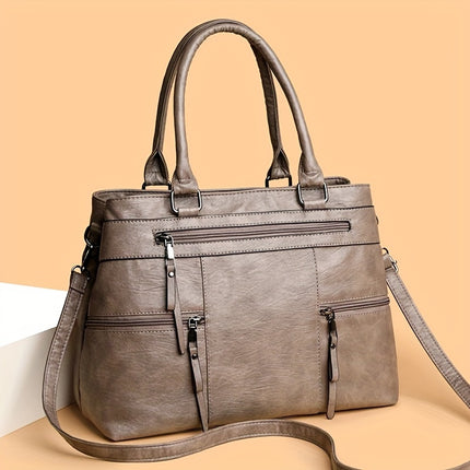 Women's Satchel Handbag with Pompom Ball Charms