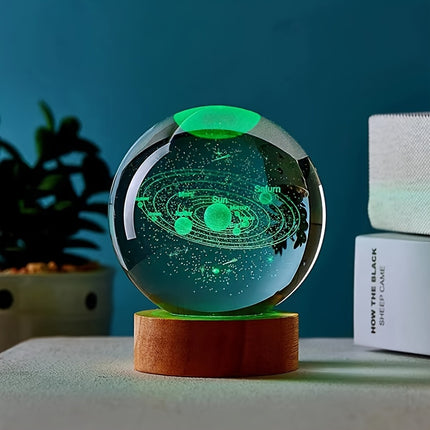3D laser carved crystal ball colored night light, a holiday gift for family, friends, and colleagues,