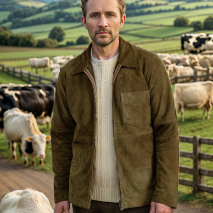 Simple Men's Suede Fabric Jacket Solid Color Fashion City