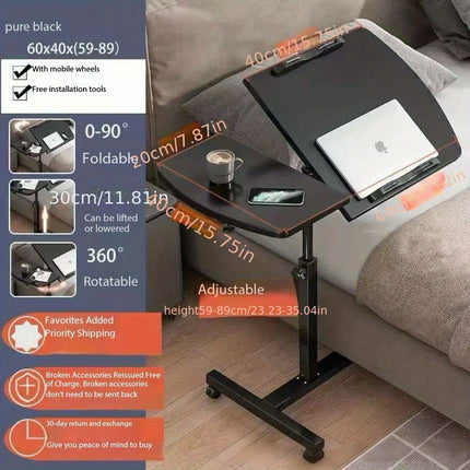 Foldable Mobile Workstation & Adjustable Rolling Bedside Table - Heavy