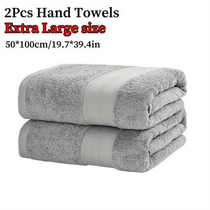 2pcs Extra Large Cotton Hand towels 50*100cm/19.7*39.4in, solid color Cotton 450GSM soft