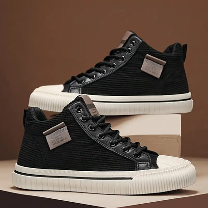 Men's All-Season Thick-Soled Sneakers - Korean Style Mid-Top Chunky Cushioned PVC Sole,