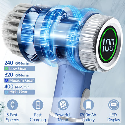 Electric Cleaning Brush - Heavy-Duty ABS Handheld Multipurpose Scrubber with Soft Bristles & Rotating Brush