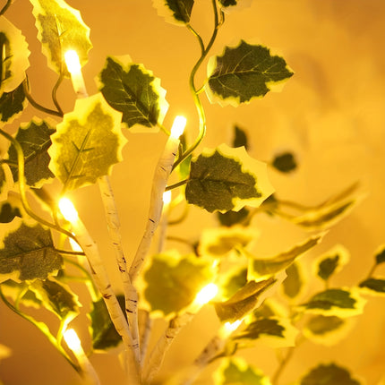 1pc of Green Birch Tree Light, 60.96 cm Tall with 24 LED Lights, Battery-Operated Artificial Tree Lamp