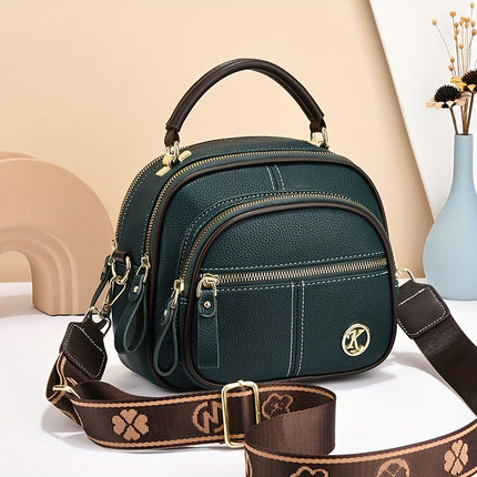 Luxury Synthetic Faux Leather Multi-Layer Large Capacity Shoulder Bag Versatile Fashionable Handbag with Zipper
