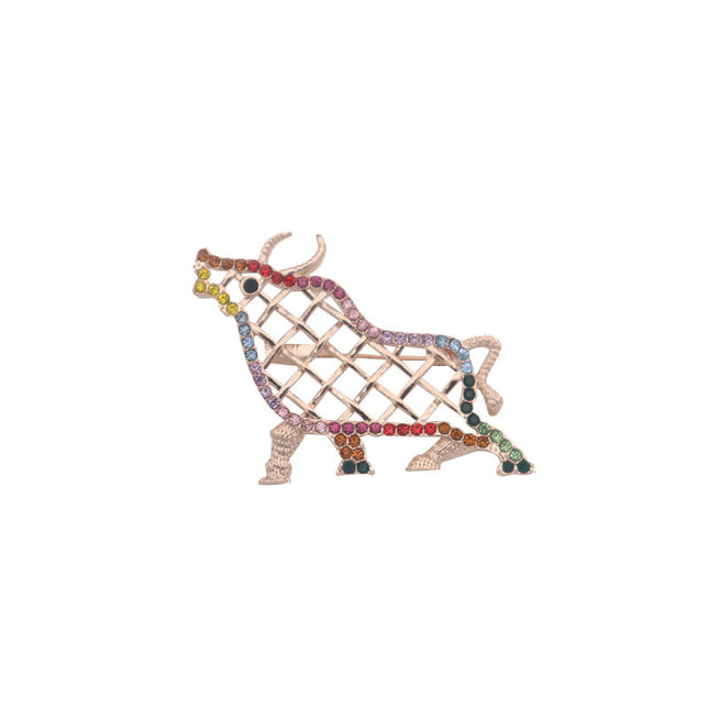 Zodiac Ox Brooch Ins Cartoon Cute Retro