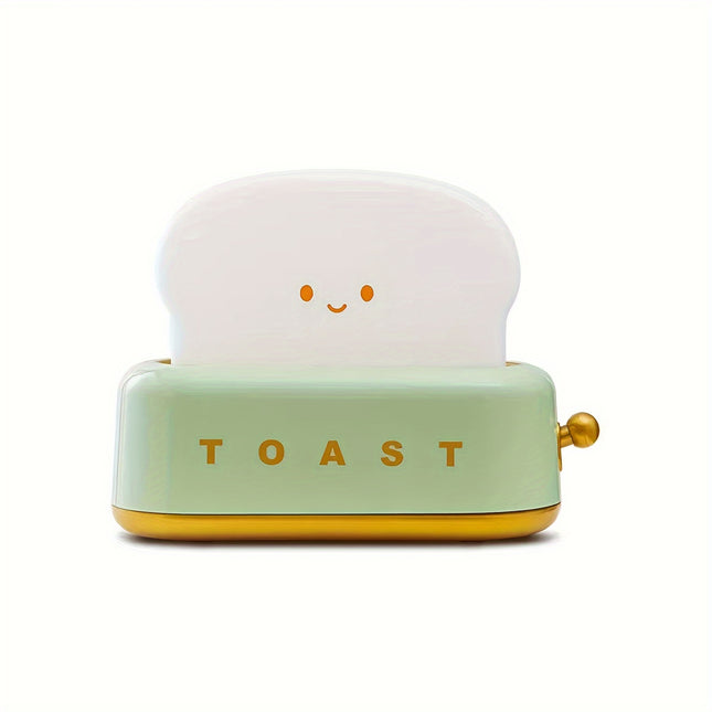 USB-Rechargeable Toaster Bread-Shaped Table Lamp with Warm /Pink/Green LED Night Light
