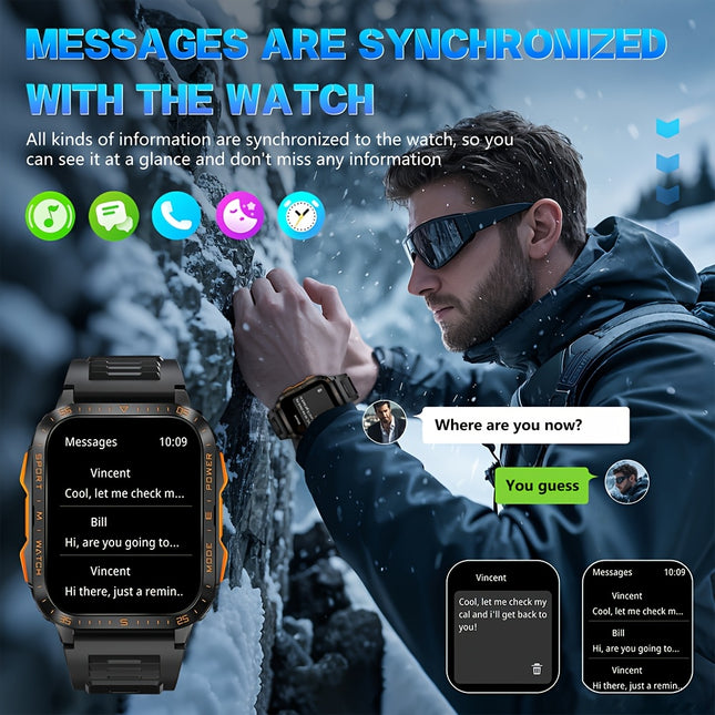 Men'S Outdoor Sports Smartwatch Featuring an LED Flashlight, Designed for Both Men And Women.