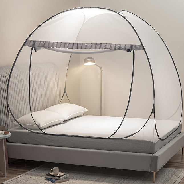 Easy Pop-Up Mongolian Yurt Mosquito Net - 100% Polyester Canopy with Steel Wire Frame - 360-Degree Protection, Portable & Foldable Bed Tent with U-Shaped Zipper - Breathable & Washable - Insect Shield for Bedroom Comfort & Ou