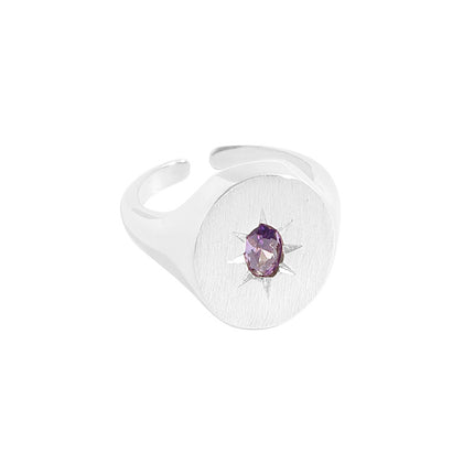 Womens Versatile Purple Zircon Brushed Ring For Every Style