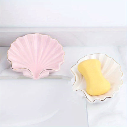 1pc Ceramic Shell Soap Dish for Bathroom Sink, Perfect for Christmas And Holiday Gifts.