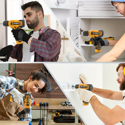 Hi-Spec 133 Yellow Electric Screwdriver Set, High-Quality Carbon Steel Hardware Kit,