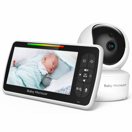 Baby Monitor - 5-Inch Large Screen Video Monitor with Remote Pan And Zoom | Night Vision,