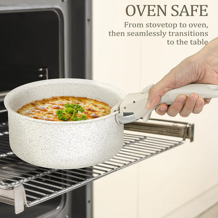 3Qt Pots with Removable Handles, Non Toxic Saucepan Set with Detachable Handle