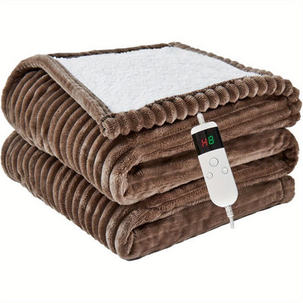 Electric Heated Throw Blanket - Soft Flannel Heating Bedspread with 10 Heat Settings,