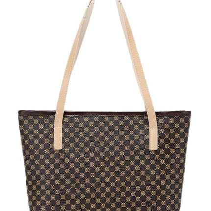 Camel Leopard Print PU Leather Tote Bag