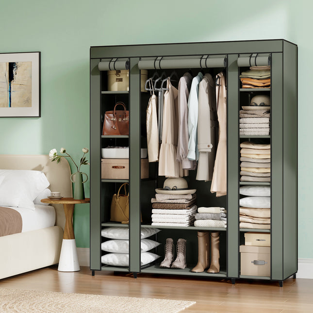 Wardrobe Closet, Storage Cabinet for Bedroom, Clothing Rack with Fabric Cover, Clothing Storage