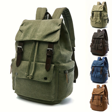 Large Capacity Vintage Canvas Backpack, a Classic Casual Bag with Multiple Functional