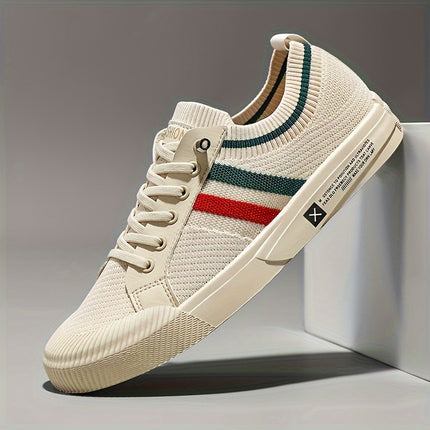 Breathable Lightweight Men's Casual Sneakers | Low-Top Lace-Up Design with Fabric Upper & PVC Sole,