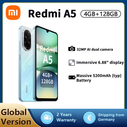 Xiaomi Redmi A5 Smartphone, 4+128G, 32MP Dual AI Camera, 5200mAh Massive Battery, Octa-core,