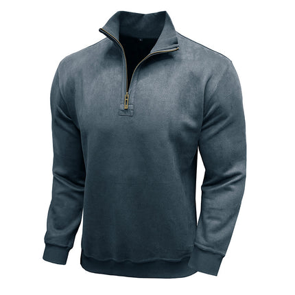 Men's Long-sleeved Zipped Stand Collar Sweater