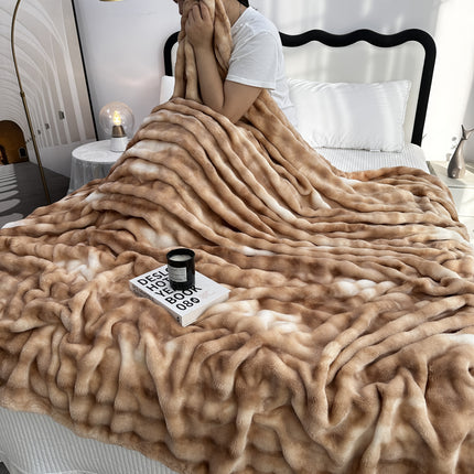 Super Soft Bubble Faux Rabbit Fur Blanket, Machine Washable, All-Season, Heavyweight Winter Blanket