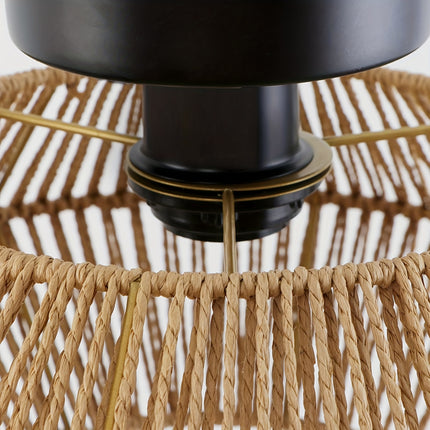1pc Boho Rattan Ceiling Light Fixture - Farmhouse Chandelier with E27 Socket (Bulb Not Included)