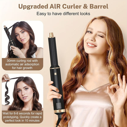 Professional 5-in-1 Hair Styler Hot Brush - All-in-One Straightener, Curling Wand