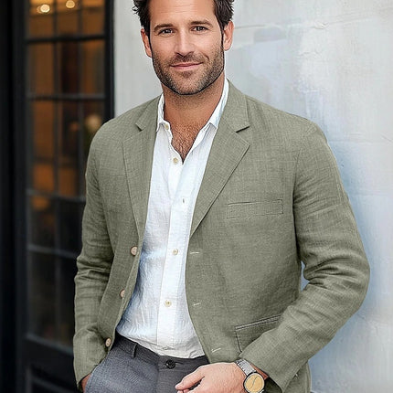 Men's Jacket Casual Cotton And Linen Suit