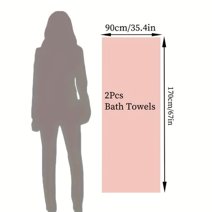 2pcs Large Size Bath Towels Set 90×170cm/35.4×67in, Pineapple Lattice Pattern Microfiber Material
