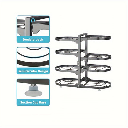 8 Tier Pots and Pans Lid Organizer Rack Holder, Adjustable Pot Organizer Rack for Under Cabinet