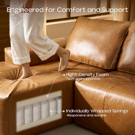 Modern Couch, L-Shaped Sectional Sofa, Oversized Modular Boneless Design with Lounge