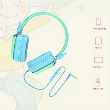Lightweight Foldable Over-Ear Stereo Headset With Safe Volume Control & Built-in Mic