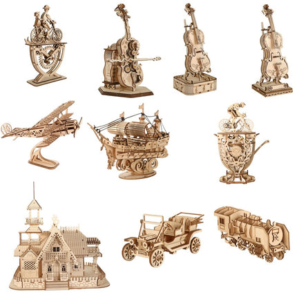 Wooden 3D Three-dimensional Puzzle Model DIY Building Assembly Toy