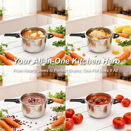 HCX Certified Stainless Steel Pressure Cooker - Multi-Safety, Fast Cooking