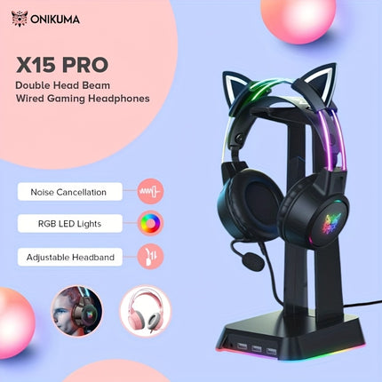 X15 Pro Gaming Headset with RGB, Noise Cancelling Mic & Surround Sound - Compatible for PS/PC/Laptop,
