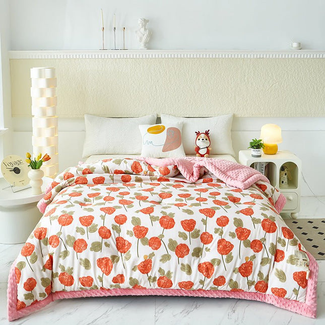 Beanie Blanket Washed Cotton Printing Machine Washable Winter Quilt - GARDIWALL