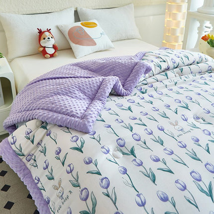 Beanie Blanket Washed Cotton Printing Machine Washable Winter Quilt - GARDIWALL